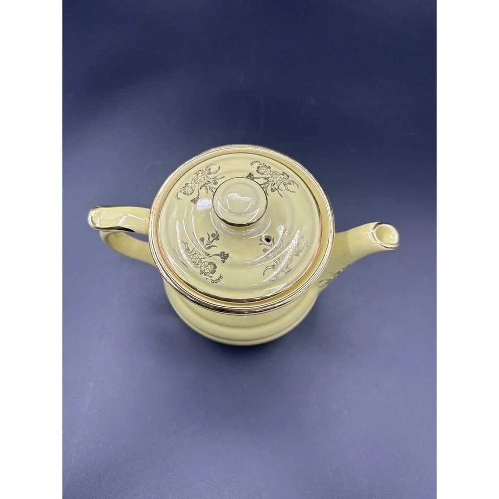 Vintage Enterprise Aluminum Co. Yellow/Gold Floral -Drip-O-Lator Coffee Pot MINT